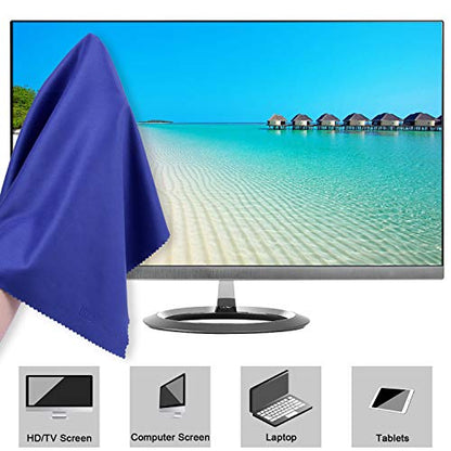 Wisdompro Extra Large 4-Pack Microfiber Cleaning Cloth For Laptop, LCD TV, Computer Screen, Monitor, Tablet, Camera Lens, Glass, Lenses, Phone, iPhone, iPad, other Delicate Surface - Blue (16x16 Inch) - color: Blue