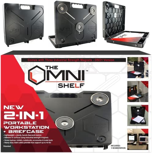 The OmniShelf Magnetic Portable Workstation + Toolbox, Computer & Laptop Stand, Multimeter Case, Utility Shelf w/ 50 lb Capacity, Hands Free Workstation Attaches to HVAC, Trucks & More (5 Count) - size: 5 Count