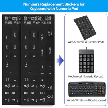 2PCS Keyboard Number Stickers, Keyboard Number Pad Replacement Stickers Universal for Wireless Numeric Pad Numpad Keypad, Laptop, Desktop, Computer, Keyboard Numbers Sticker -Matte - color: Numbers
