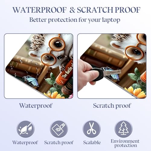 Universal Laptop Skin Sticker Decal,15.6 Inch Laptop Vinyl Cover for 13" 14" 15.6" Laptop,Scratch-Resistant Waterproof Protector Wrap,Reusable with Wrist Pads,Glasses Hedgehog Book - color: Glasses Hedgehog Book