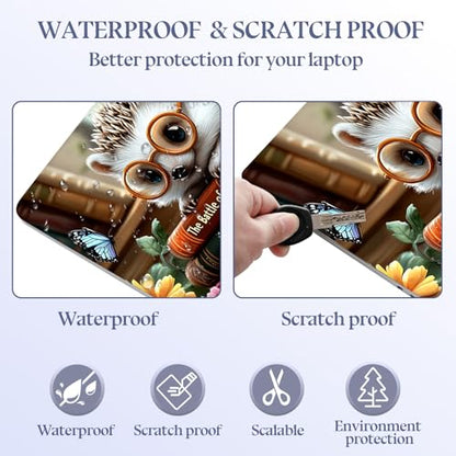 Universal Laptop Skin Sticker Decal,15.6 Inch Laptop Vinyl Cover for 13" 14" 15.6" Laptop,Scratch-Resistant Waterproof Protector Wrap,Reusable with Wrist Pads,Glasses Hedgehog Book - color: Glasses Hedgehog Book