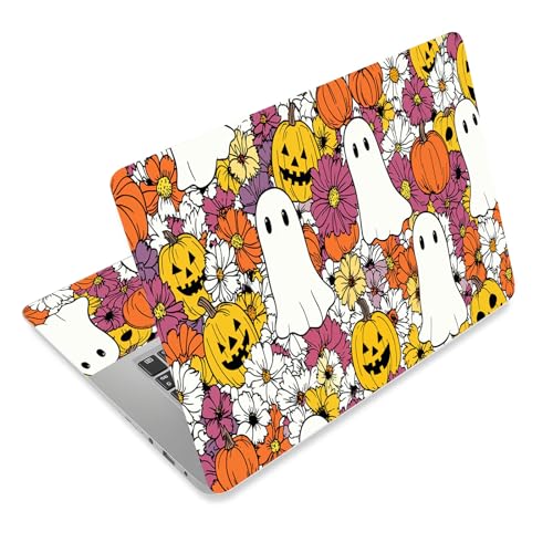 Laptop Skin Sticker Decal for 12 13 13.3 14 15 15.6 in, Universal Vinyl Waterresistant Protector Cover for Notebook PC Netbook, Computer Decor for Women Girls Ghosts & Pumpkins - color: Ghosts & Pumpkins