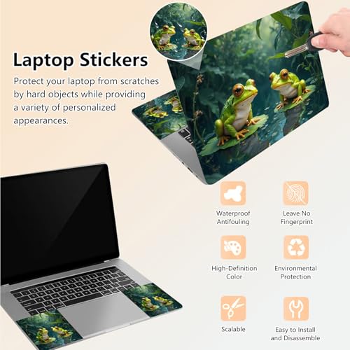 Laptop Skin Sticker Decal 15.6 Inch,12 13 13.3 14 15 15.6 in Laptop Netbook Skins for Notebook,Art Decal Removable Waterproof Scratch Resistant,Universal Vinyl Cover,Cute Frog Green - color: Cute Frog Green