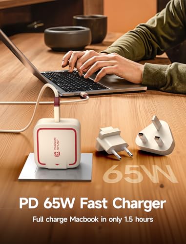 JSAUX 65W USB C Charger for Nintendo Switch 2, Powers in TV Mode, with EU/UK Plug & 6.6FT Cable, GaN PD Fast Charge for ROG Xbox Ally, Steam Deck, ROG Ally, iPhone 17, Galaxy, iPad, MacBook -Off White - color: Off-White