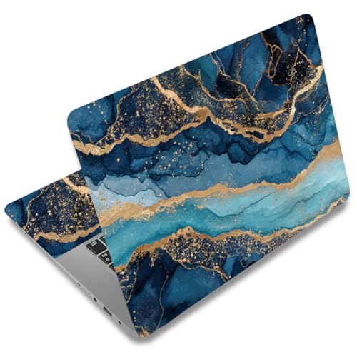 SUPERDANT Blue Marble Golden Texture Laptop Skin Sticker Decal Universal Removable Vinyl Notebook Protector Cover Fits 12 13 13.3 14 15 15.4 15.6 Inch Laptops - style: Golden Marble