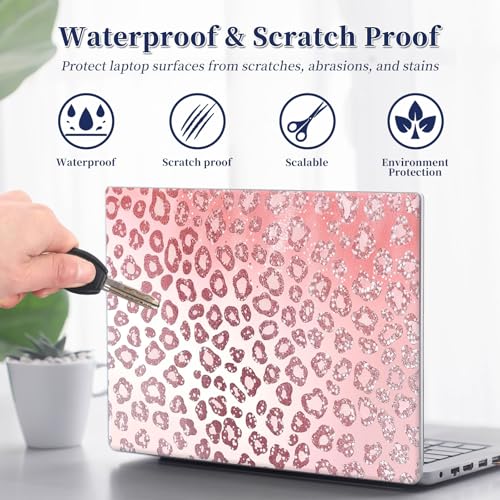 Universal Laptop Protective Skin,Trim-to-Fit Vinyl Sticker for 13–16 Inch Laptop,MacBook,Tablet & Notebook,Scratch-Proof Waterproof Cover,Pink Leopard Print - color: Pink Leopard Print