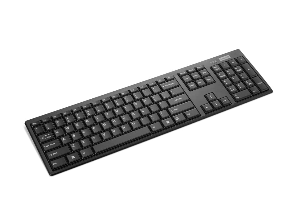 Lenovo 100 Wireless Compact Keyboard Cordless Keyboard for PC & Laptop with Windows Silent Keys Full-Size Layout with Numeric Keypad Plug & Play USB Receiver Portable, Black - style: 100 Keyboard