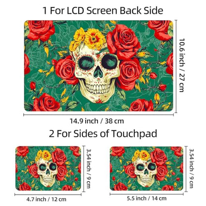 Universal Laptop Skin Sticker Decal, 12"-15.6" Aesthetic Vinyl Wrap, Skull Red Roses Waterproof Notebook Cover Art Protector for MacBook HP Dell Lenovo, Fits 13" 14" 15" 15.6" - color: Skull Red Roses
