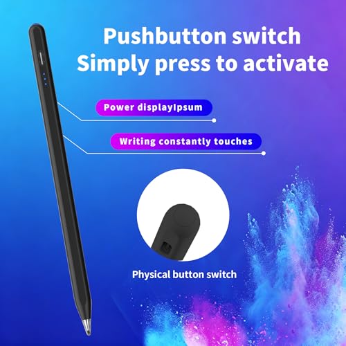 Digital for Android Tablets Stylus Pen for Samsung Galaxy Tab A11+Plus/A11/A9+/A9 Pencil,Accurate Without delay，One-Click Power On/Off,+2Nibs&Long Battery Life (Black) - color: Black