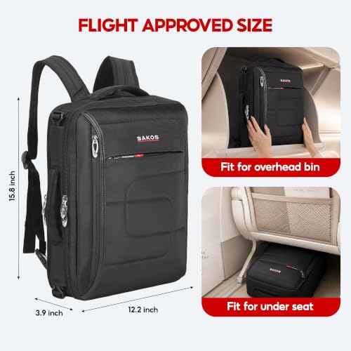 SAKOS Flash 3 in 1 Laptop Bag, 15.6 Inch Convertible Messenger, Shoulder Bag & Backpack, Water Repellent Travel Bag, Professional Work Bag for Men & Women, Briefcase with Laptop Compartment - Black - color: 3. Flash - Black