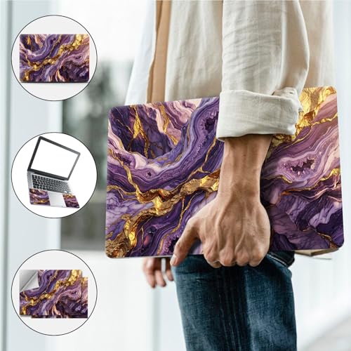 Universal Laptop Skin, DIY Cut-to-Fit Vinyl Cover Compatible with HP, Dell, Lenovo, Mac (13.3" to 15.6"), Anti-Scratch, No Residue & Bubble-Free Protective Decal Sticker, Amethyst Geode Marble - color: Amethyst Geode Marble