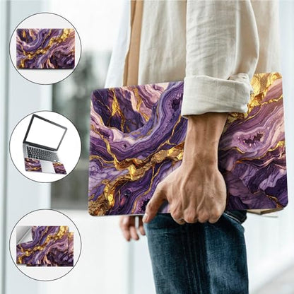 Universal Laptop Skin, DIY Cut-to-Fit Vinyl Cover Compatible with HP, Dell, Lenovo, Mac (13.3" to 15.6"), Anti-Scratch, No Residue & Bubble-Free Protective Decal Sticker, Amethyst Geode Marble - color: Amethyst Geode Marble