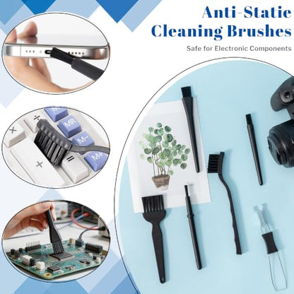 SIMPOR 6 Pcs Anti Static Brush Set with Keycap Puller, PC Computer Electronics Keyboard Cleaning Kit, Nylon Keyboard Cleaning Brush Cleaner for Mechanical Keyboard, PCB, Camera, Car Vents
