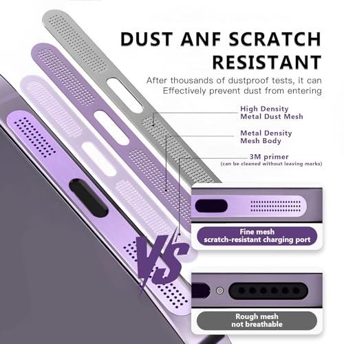 MysticHome for iPhone 17/16 Accessories, 5 Pcs Cell Phone Speaker Anti-Dust Plugs, 1 Pcs USB C Dust Plug, Compatible with Speaker Dust Cover,Purple - color: Purple