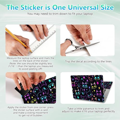 Laptop Skin Sticker Decal 12"-15.6" Universal Laptop/Notebook/Netbook Vinyl - Waterproof Scratch Resistant,Fits HP Dell Lenovo MacBook,2 Free Wrist Pads,Easy Apply & Remove,Glitter Cute Cat - color: Glitter Cute Cat