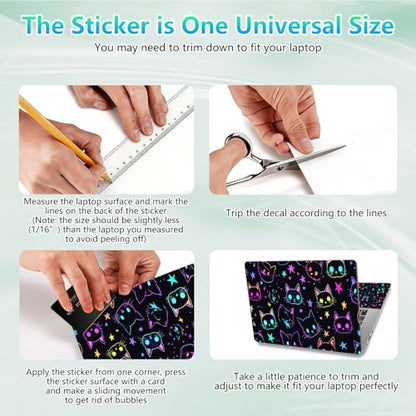 Laptop Skin Sticker Decal 12"-15.6" Universal Laptop/Notebook/Netbook Vinyl - Waterproof Scratch Resistant,Fits HP Dell Lenovo MacBook,2 Free Wrist Pads,Easy Apply & Remove,Glitter Cute Cat - color: Glitter Cute Cat