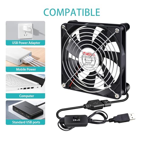 Wathai 140mm USB PC Case Computer Cooliing Fan 5V with Speed Controller | 140mm x 25mm USB Fan for Computer Case Receiver DVR PlayStation Xbox PS4 Router Cabinet Cooling - style: 140mm USB Fan