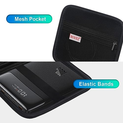BOVKE Hard Carrying Case for Baseus 100W Blade USB C Portable Laptop Charger, Super Fast Charging Power Bank for Laptop Phone, Mesh Pocket for Cables, Black