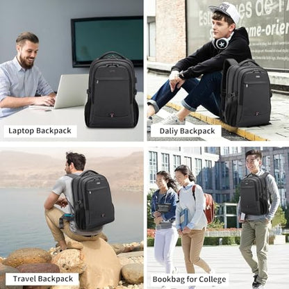 17 Inch Laptop Backpack for Travel Water Resistant College Bookbag for Men/Women Laptop Bag with USB Charging Port and Tablet Sleeve Bag Compatible Protective Case, Black - color: Black-b