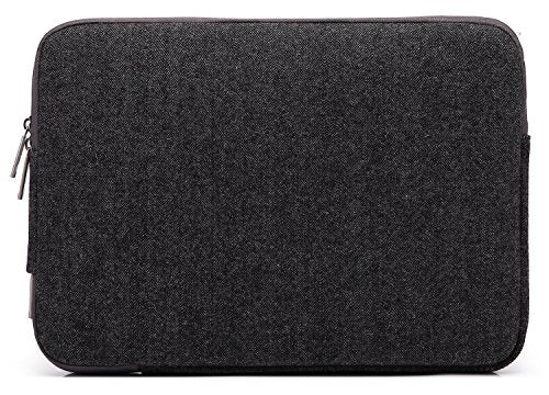 Herringbone Woollen Water-Resistant for 15-15.6 Inch Laptop Sleeve Case Bag (15-15.6 Inches, Black) - color: Black, size: 15-15.6 Inches