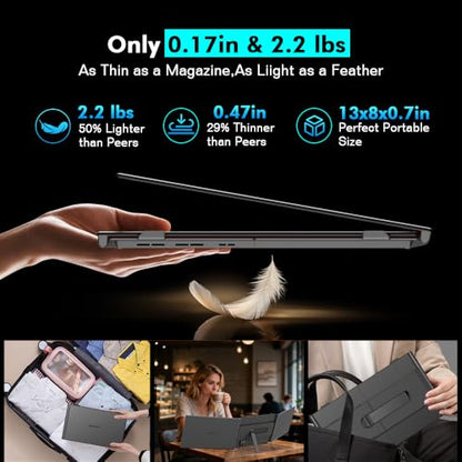 Blackview Triple Laptop Screen Extender 14 inch USB C Plug Play | Detachable 4.5mm 1kg, 1080P FHD IPS, 180° Rotate, Extend/Mirror/Portrait, 100W Reverse Charging, Compatible with Mac/Switch - color: DCM6-Triple