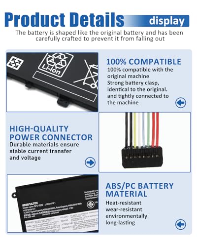 69Wh L18M4PF1 L18D4PF1 Battery Replacement for Lenovo Yoga 9-15IMH5 82DE Yoga C940-15IRH 81TE IdeaPad S740-15IRH Series 15.36V 4500mah (Long Cable) - size: 9.61*3.90*0.20 IN L18M4PF1