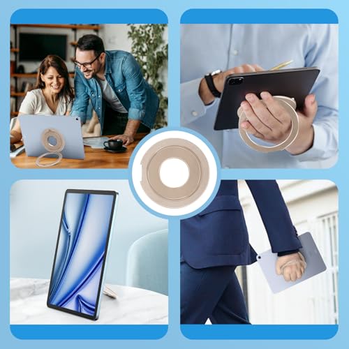 Tablet Ring Holder - Adjustable Universal Tablet Hand Strap Holder Stand | 360 Degree Handle Grip Adhesive Handle Mount for iPad Air Pro Mini /Galaxy Tab/ Lenovo/Xiaomi/Huawei/Kindle All 7-13" Device - color: Gold