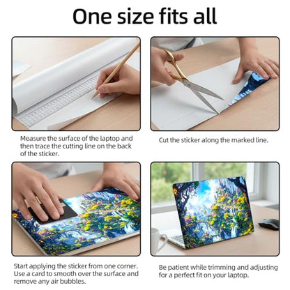 Aesthetic Laptop Skin Sticker, Enchanted Castle in Forest Waterproof Vinyl Laptop Decal, Removable Bubble Free, Reusable Protective Cover for 13 14 15 15.6 Inch - color: Enchanted Castle in Forest