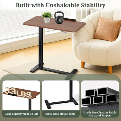 Mobile Standing Desk, Height Adjustable Laptop Desk with Tilting Top | Stable Steel Frame, Smooth Lift Mechanism, Adjustable Tilt Surface, Easy Assembly, Ideal for Home, Office & Dorm, Brown - color: Brown, style: Tilt Adjustable