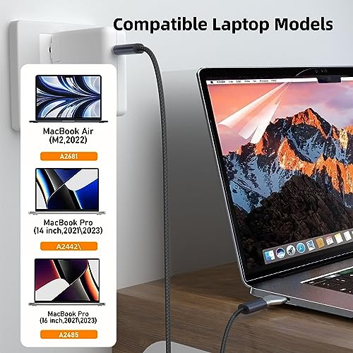 USB C to Magnetic 3 140W Charging Adapter Safe 3 Compatible with MacBook Pro 2023 (M2, 14/16 inch), MacBook Air 2022 (M2), MacBook Pro 2021 (M1, 14/16 inch) with 240W USB C Cable (1.5M) - size: Magnetic 3