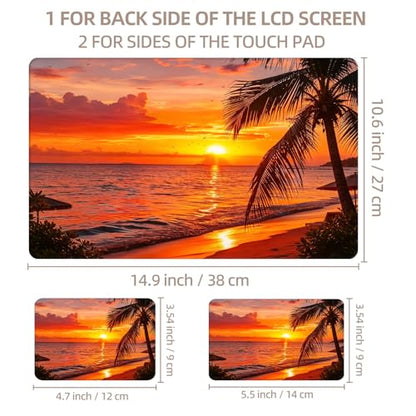 Universal Laptop Skin Sticker for 12/13/14/15.6 Inch Laptops, Reusable Vinyl Laptop Decal Cover, Waterproof Scratch Resistant Notebook Skin with 2 Wrist Pads,Seaside Sunset - color: Seaside Sunset