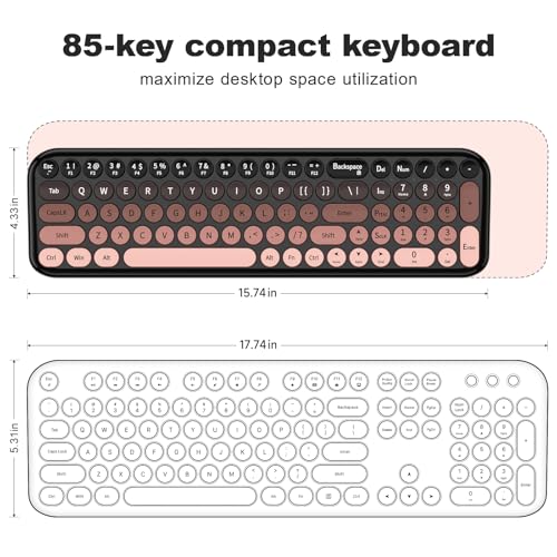 MOFII Wireless Keyboard and Mouse Combo, Full Size 2.4G Retro Round Computer Keyboard and Mouse Set, Plug and Play, for Windows, Computer, Desktop, PC, Notebook - (Lovely BlackBerry Gradient) - color: Blackberry Gradient