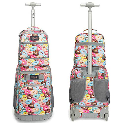Tilami Rolling Backpack 19 inch with Lunch Bag Wheeled Laptop Backpack, Doughnut - color: Doughnut