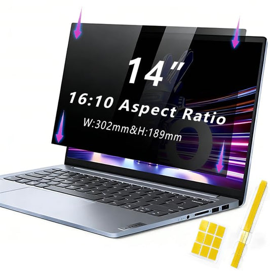 Laptop Privacy Screen 14 Inch 16:10 , Anti-Spy Privacy Filter with Anti-Glare Blue Light Protection, Removable Computer Monitor Shield for HP Lenovo Dell Acer Asus ThinkPad Envy XPS (14" (16:10, 11.9×7.4 in)) - size: 14" (16:10, 11.9×7.4 in)