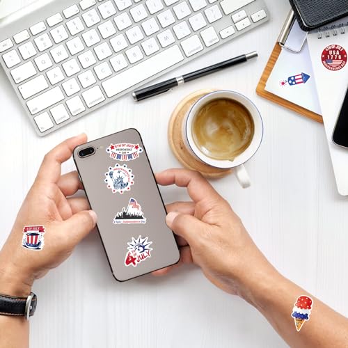 100 PCS 4th of July Stickers, Patriotic Stickers for Decorations, USA Waterproof Vinyl Stickers for Water Bottles, Laptop, Phone, Tablet, Guitar, Bike, Car - style: 4th of July