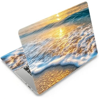 Laptop Skin 12.1-15.6 inch Removable Universal Reusable Laptop Sticker Decal,Waterproof No Residue Vinyl Cover,Scratch-Resistant Cuttable Full Wrap Sticker for Notebook, Golden Beach Sunset Ocean - color: Golden Beach Sunset Ocean