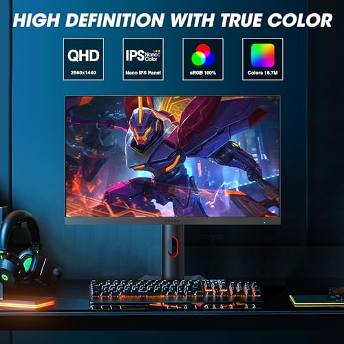 KOORUI Gaming Monitor, QHD 24" Nano IPS Display, 1440P 165Hz Computer Monitor, 1ms 2K PC Screen, 100% sRGB, Adaptive Sync, Height/Tilt/Pivot Adjustment, HDMI, DisplayPort, GP01 - size: 24"/QHD/165Hz