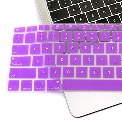 Se7enline for MacBook Air Keyboard Cover 13 inch 2018-2023 A1932 | Silicone Waterproof Dustproof Durable Washable Laptop Accessories US Layout 2023 2022 2021 2020 2019 2018,Purple - color: Purple