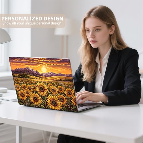 Universal Laptop Skin Sticker for 12/13/14/15.6 Inch Laptops, Reusable Vinyl Laptop Decal Cover, Waterproof Scratch Resistant Notebook Skin with 2 Wrist Pads,Sunset Sunflowers - color: Sunset Sunflowers