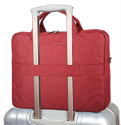 Multifunctional Briefcase,Muti-Pockets Laptop Case Bag For 15.6 inch-16 inch Laptop Computer - color: Wine Red
