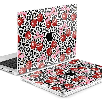 MEEgoodo Compatible with MacBook Pro 14 inch Case (M5/M4/M3/M2/M1) Pro/Max 2026 2025 2024 2023 2021, Case Fit Model A3427/A3426/A3434/A3112/A3401/A3185/A2918/A2992/A2779/A2442, Leopard & Cherry - color: Leopard & Cherry