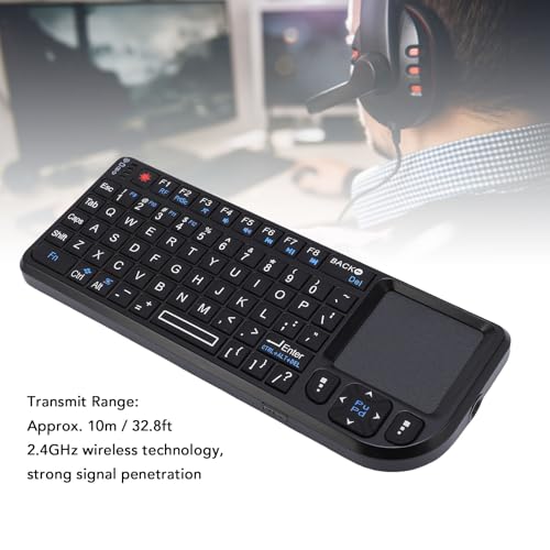 Yunseity Wireless Keyboard with Touchpad, 69 Keys USB Rechargeable Portable Keyboard, Backlit, Ultra Thin Compact Full Size for PC, Android, Linux System
