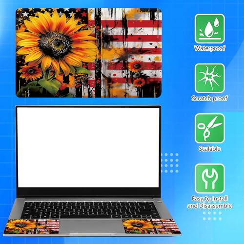 Universal Laptop Skin Sticker Decal for 11.6”12" 13" 13.3" 14" 15" 15.4" 15.6" Reusable Waterproof Scratch-Scratch Resistant Protective Vinyl Laptop Notebook Skin Stickers - Yellow Sunflower Flag - color: Yellow Sunflower Flag
