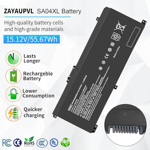 SA04XL Battery for HP Envy X360 15m-ds0011dx 15m-dr0012dx 15m-ds0xxx | for HP Envy X360 15m-dr0011dx 15m-dr0xxx 15t-dr100 15m-dr1xxx 17t-cg100 17-cg100 15M-DR 15M-DS Laptop L43267-005 L43248-AC2 - size: 7.13*3.75*0.25inch SA04XL