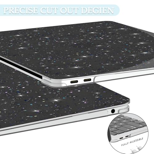 B BELK for MacBook Air 13.3 inch Case M1 A2337 A2179 A1932, Glitter Black | 2021-2018 Released, Sturdy Protective Laptop Hard Shell with 2 Keyboard Covers - color: Glitter Black