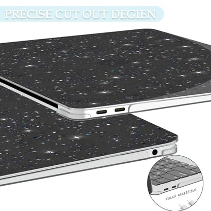 B BELK for MacBook Air 13.3 inch Case M1 A2337 A2179 A1932, Glitter Black | 2021-2018 Released, Sturdy Protective Laptop Hard Shell with 2 Keyboard Covers - color: Glitter Black