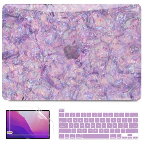 BELKA for MacBook Pro 13 inch Case M2 M1 2025 2024 2023 2022 2021-2016 | A2338 A2251 A2289 A2159 A1989 A1708 A1706, Plastic Hard Shell Case & Keyboard Cover & Screen Protector, Shiny Purple Pearl - color: Shiny Purple Pearl