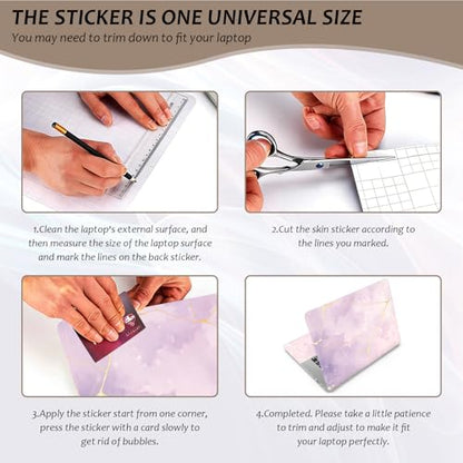 Laptop Skin 12.1-15.6 inch Removable Universal Reusable Laptop Sticker Decal,Waterproof No Residue Vinyl Cover,Scratch-Resistant Cuttable Full Wrap Sticker for Notebook,Lavender Pink Gold Marble Print - color: Lavender Pink Gold Marble Print
