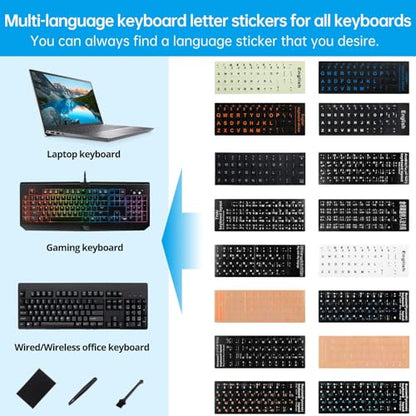 Glow in The Dark Keyboard Sticker [4 in 1], Luminous Replacement English Letter Keyboard for Laptop, Desktop & Notebook - color: Glow Letter