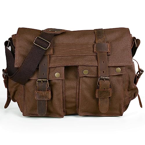 Men's Lightweight Vintage Waterproof Canvas DSLR SLR Shockproof Camera Shoulder Messenger Bag Sling Bag - color: brown